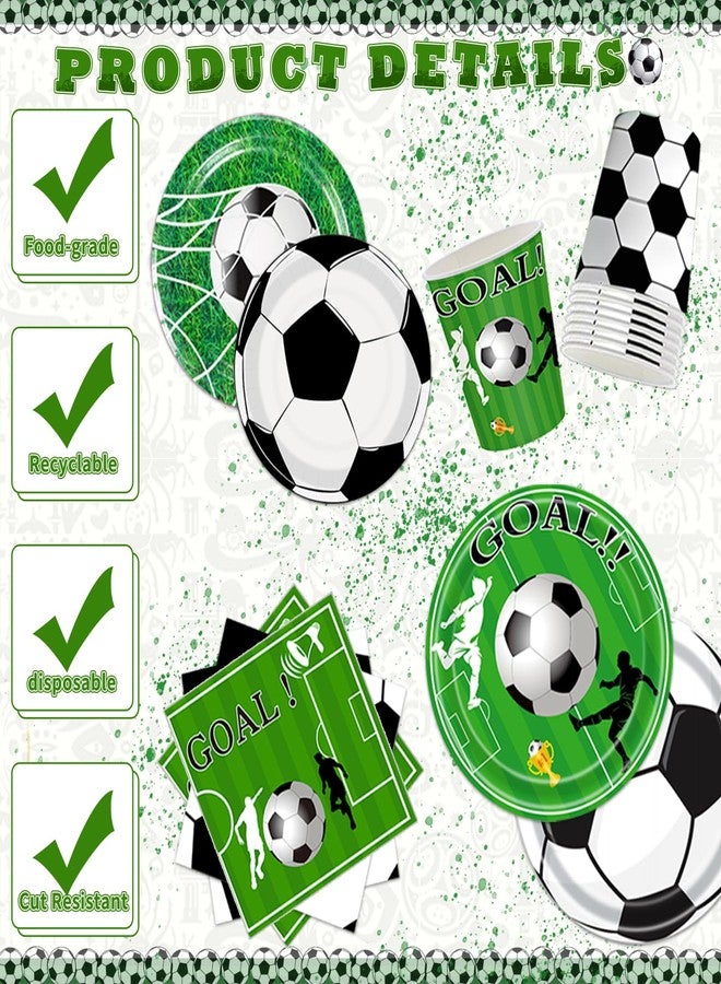 BOLAKE Soccer Party Plates Tableware Set Serves 24 Soccer Party Supplies Includes Banner Plates Cups Napkins Tablecloth for Soccer Sports Theme Birthday Supplies - Image 3